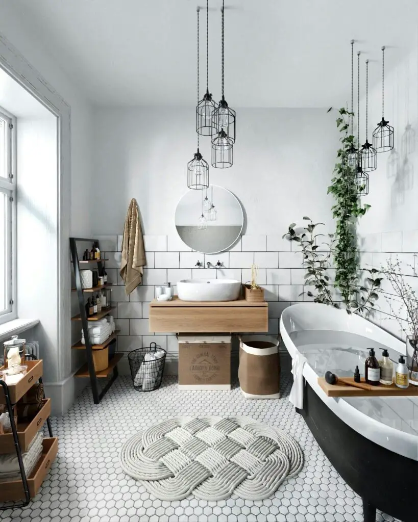 Scandinavian Black and White Bathroom Decor [Source: https://pin.it:5HKG1x1]
