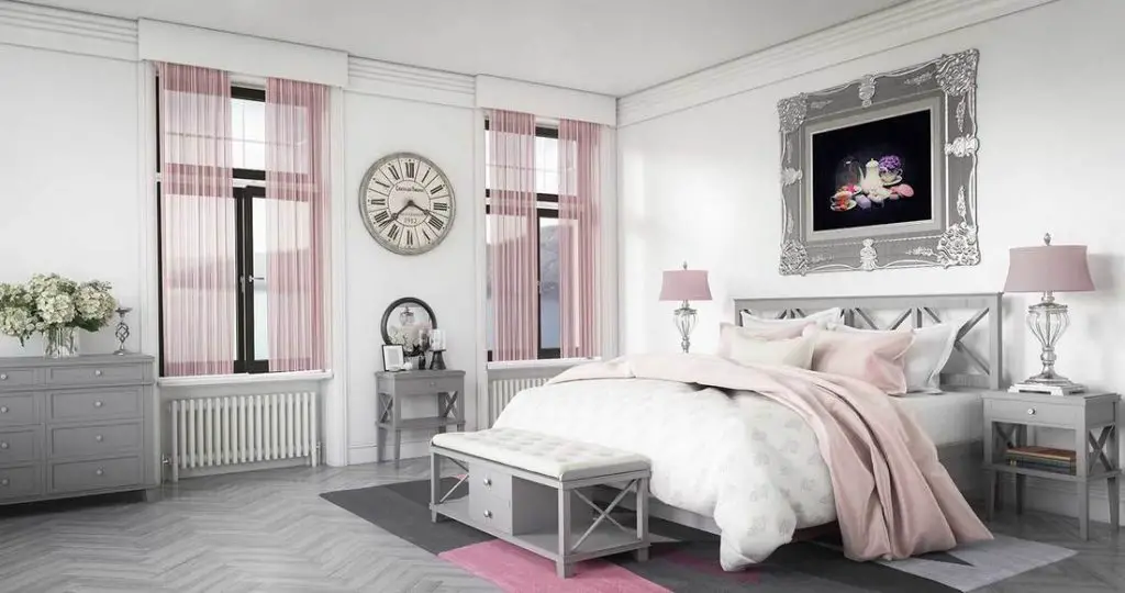 Classy Pink and Grey Bedroom By homedecorbliss.com