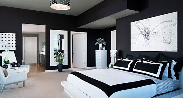 Feminine Black and White Bedroom By zackbenson.com