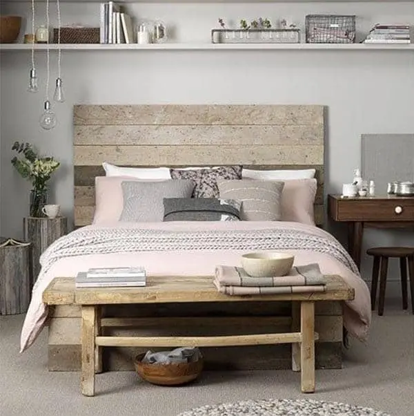 Pink and Grey Bedroom With Wooden Frame By decorenvy.co.uk