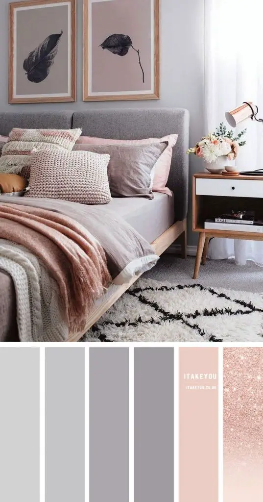 rose gold grey bedroom by itakeyou.co.uk